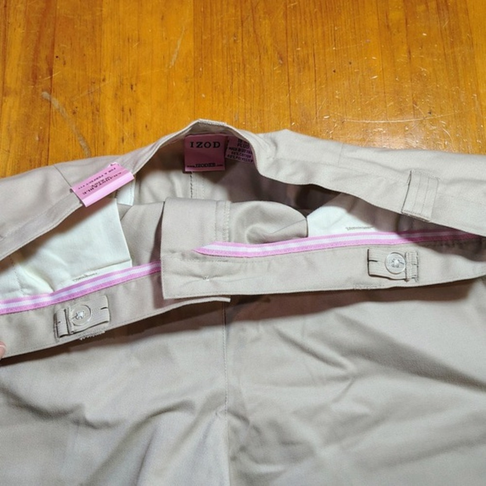 IZOD Girls Plus Schoolwear Pants Stain Repellent Adjustable Khaki Size 18 1/2 - Picture 4 of 10